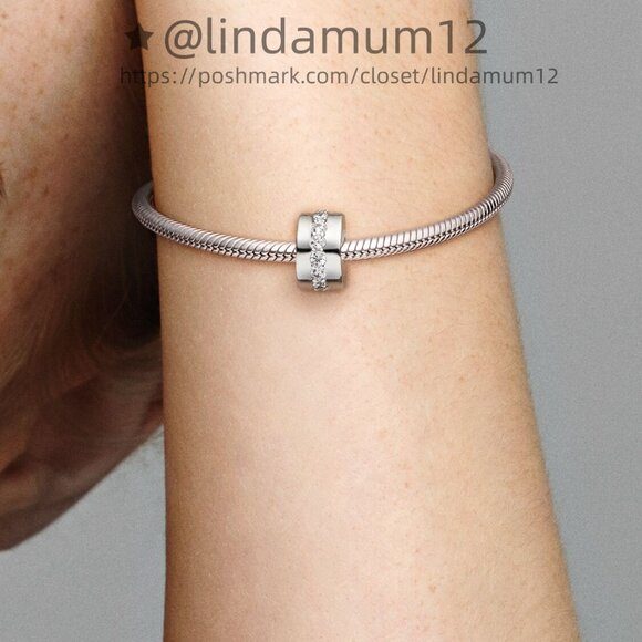 Pandora Clear Sparkling Row Clip Charm - Picture 5 of 7